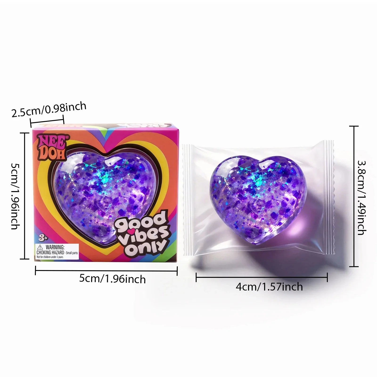 Colorful Squeeze Heart Toy Stress Relief Sensory Fidget Toy Palm Decompression Ball Soft TPR Squishy for Adults Mini Party Gift