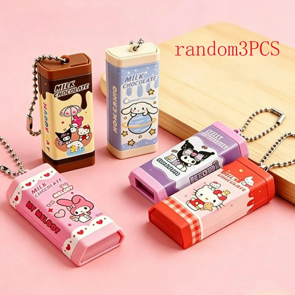 Simulation Chocolate Hello Kitty Kuromi Stress Relief Toy, Bendable Fidget Toy, Cute Keychain Pendant, Novelty Creative Gift