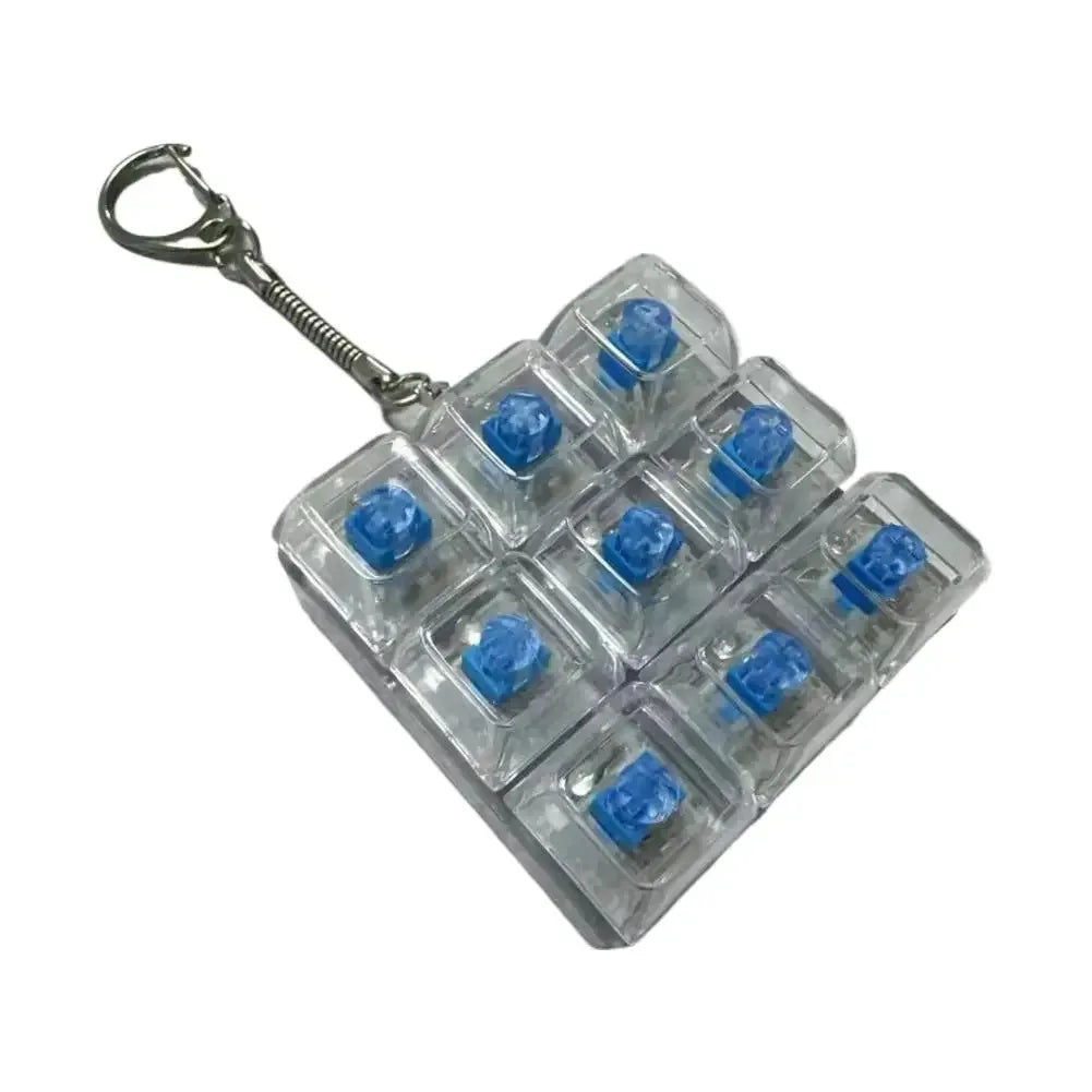 9 Keys LED Keyboard Fidget Keychain Clicker Button Stress Relief Toy for Adults Office Anxiety Finger Exercise Sensory Keycap